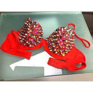 Studded top / fancy  disco club wear red small sexy